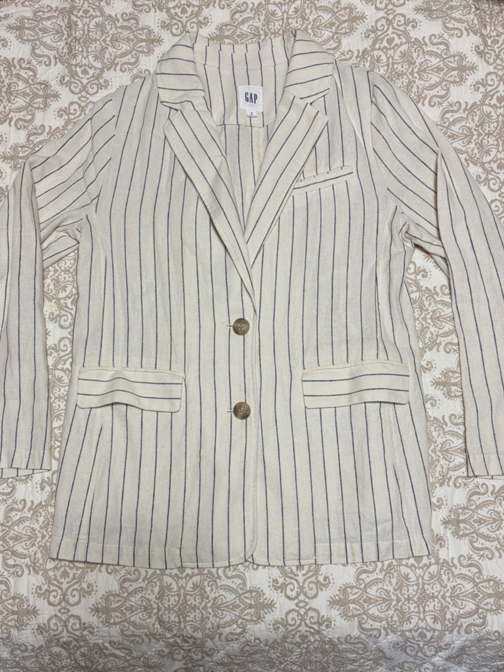 GAP Cream Blazer with Navy Pinstripes